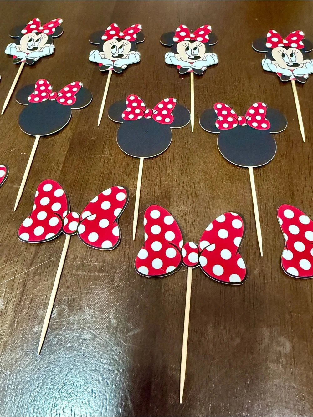 Minnie Mouse Red Polka Dot Cupcake Toppers - Home Party Supplies